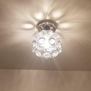 Modern Semi Flush Mount Ceiling Light Fixture, Mini Crystal Chandelier Ceiling Lamp, Small Crystal Chandelier Light Fixture, Close to Ceiling Light for Hallway Bathroom
