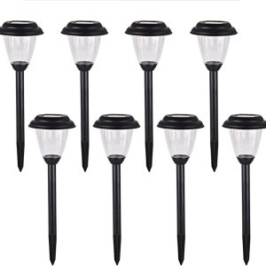 Solar Outdoor Pathway Lights Matt Black Stainless Steel Painted LED Lights for Garden Landscape Path Yard Driveway (black-8pack)