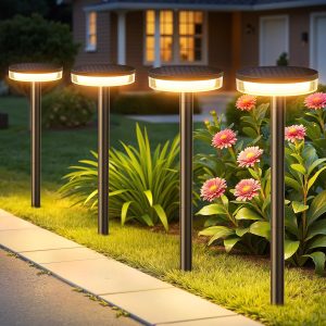 Solar Pathway Lights Outdoor, 6 Pack 2X Brighter Solar Lights Outdoor Waterproof, Taller Pathway Light with Larger Panel, Auto On/Off Up to 12Hrs Driveway Light for Yard Outside Patio Path Lawn