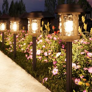 Solar Lights Outdoor, 6 Pack Pathway Lights Solar Powered, 20 LM LED Glass Outside Light, Waterproof Lighting for Garden Yard Landscape Driveway Walkway (Warm White)