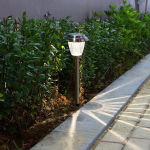 Solar LED Outdoor Lights 8-Pack Stainless Steel Pathway Landscape Lights for Outdoor Path Patio Yard Deck Driveway and Garden, (Silver)
