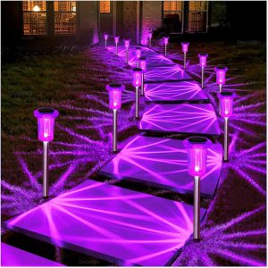 Halloween Solar Lights Outdoor 15 Pack Purple LED Waterproof Yard Garden Patio Backyard Pathway Walkway Landscape Lawn Outside Halloween Decorations Outdoor